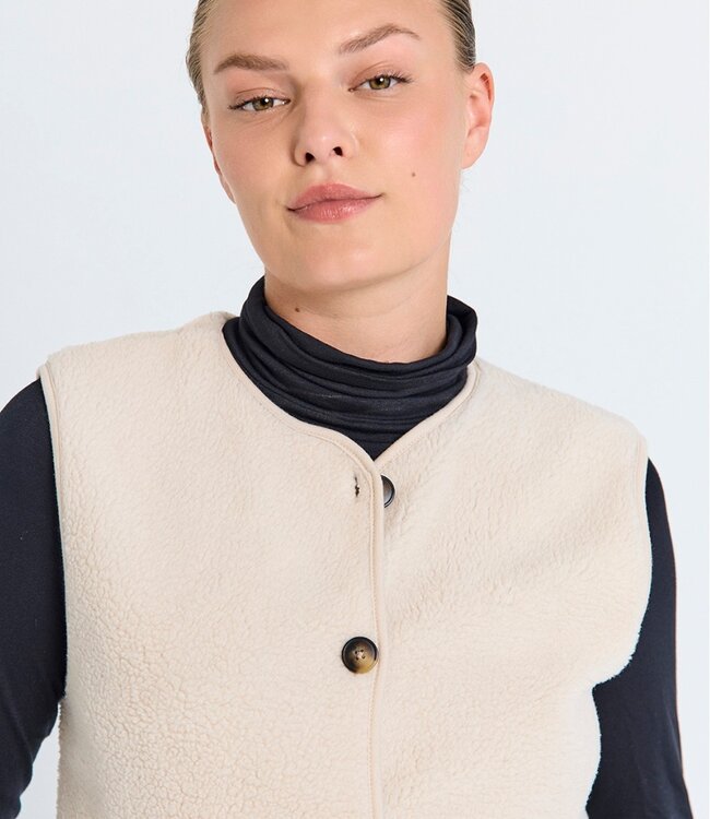 zacht dames gilet met knopen en zakjes moonbeam- beige "Teddy" FreeQuent
