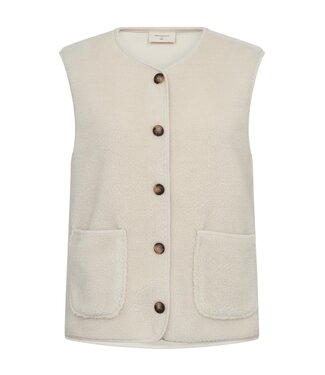 FreeQuent zacht dames gilet met knopen en zakjes moonbeam- beige "Teddy" FreeQuent