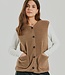 zacht dames gilet met knopen en zakjes taupe "Teddy" FreeQuent