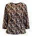 dames blouson shirt elastiek met relief structuur bruin Brandtex