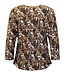 dames blouson shirt elastiek met relief structuur bruin Brandtex