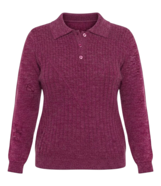 Navigazione dames trui (harig) met kraag en knopen fuchsia- roze Navigazione