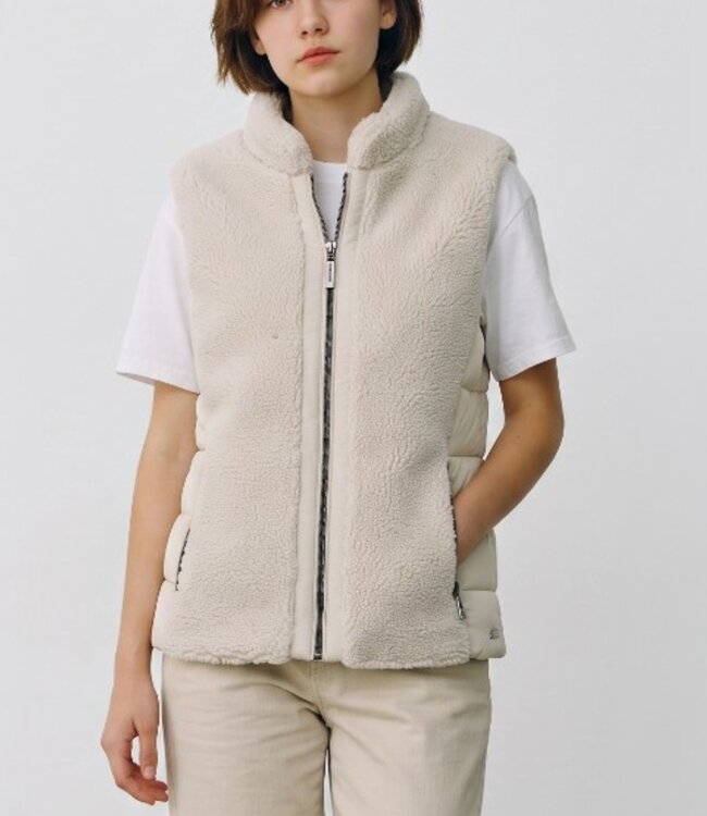 dames bodywarmer met ritssluiting Teddy beige
