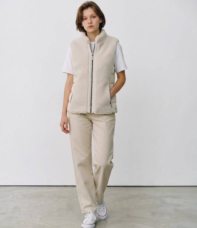 dames bodywarmer met ritssluiting Teddy beige Brandtex