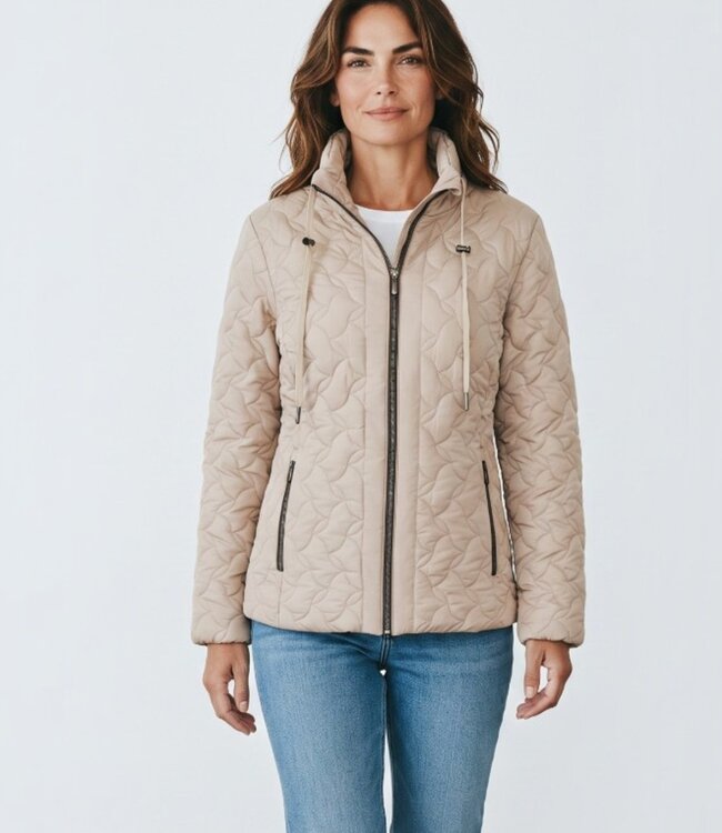 winterjas dames structuur en ritssluiting Cobblestone- camel Brandtex