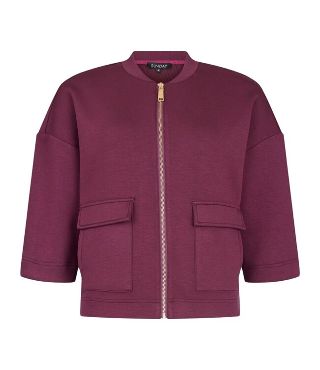 kort bomber jasje skuba- stof dames bordeaux Sunday