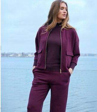 Sunday kort bomber jasje skuba- stof dames bordeaux Sunday