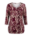 dames blouson shirt 3/4 mouw fantasyprint bordeaux