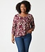 dames blouson shirt 3/4 mouw fantasyprint bordeaux