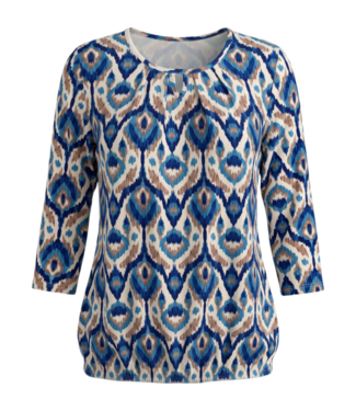 BLAUW dames blouson shirt 3/4 mouw egypt beige- blauw