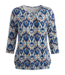 dames blouson shirt 3/4 mouw egypt beige- blauw