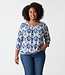 dames blouson shirt 3/4 mouw egypt beige- blauw