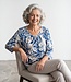 dames blouson shirt 3/4 mouw animal print blauw