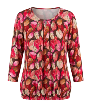 BLAUW dames blouson shirt 3/4 mouw bladeren multicolor