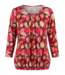 dames blouson shirt 3/4 mouw bladeren multicolor