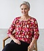 dames blouson shirt 3/4 mouw bladeren multicolor