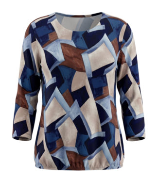Signature dames blouson shirt blokken marine- bruin Signature