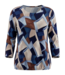 dames blouson shirt blokkenprint marine-bruin