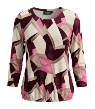 Signature dames blouson shirt blokkenprint bordeaux-rood
