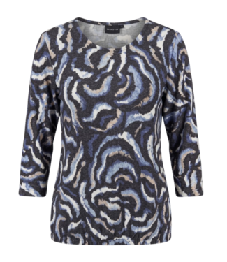 Brandtex. blouson pullover dames (geruwd) swirl- print blauw Brandtex