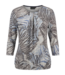 dames blouson shirt elastiek met print en streep blauw Brandtex