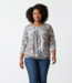 dames blouson shirt elastiek met print en streep blauw Brandtex