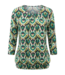 dames blouson shirt 3/4 mouw bohemian green print