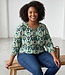 dames blouson shirt 3/4 mouw bohemian print groen