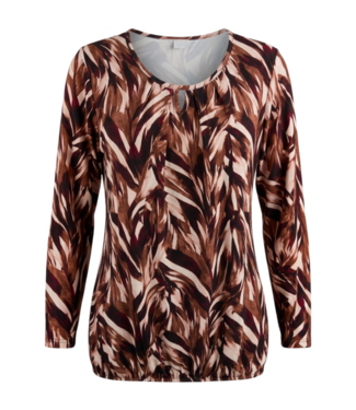 BLAUW dames blouson shirt 7/8 mouw autumn leaves print