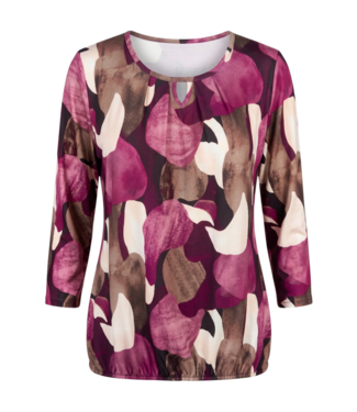 BLAUW dames blouson shirt 7/8 mouw bordeaux mosaic print
