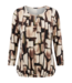 dames blouson shirt 7/8 mouw abstracte print beige- groen