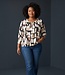 dames blouson shirt 7/8 mouw abstracte print beige- groen