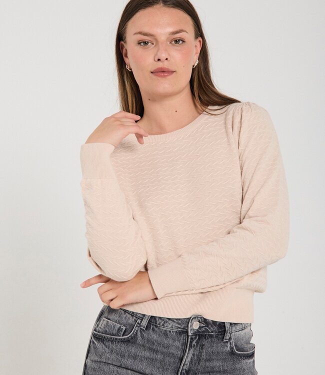 dames pullover met structuur beige "Dodo"