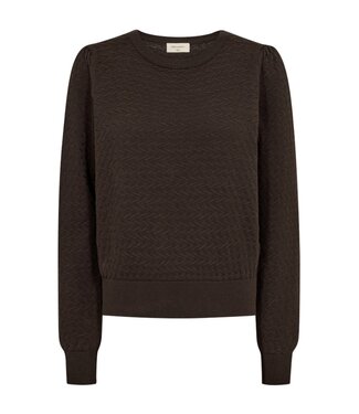 FreeQuent dames pullover met structuur bruin "Dodo" FreeQuent