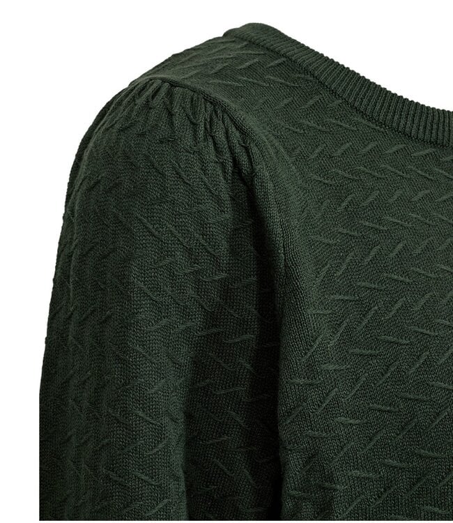 dames pullover met structuur donkergroen "Dodo" FreeQuent
