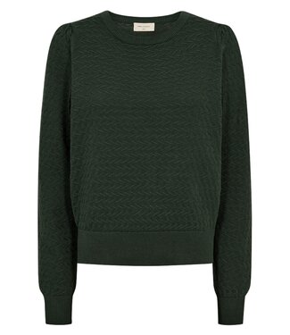 FreeQuent dames pullover met structuur donkergroen "Dodo" FreeQuent