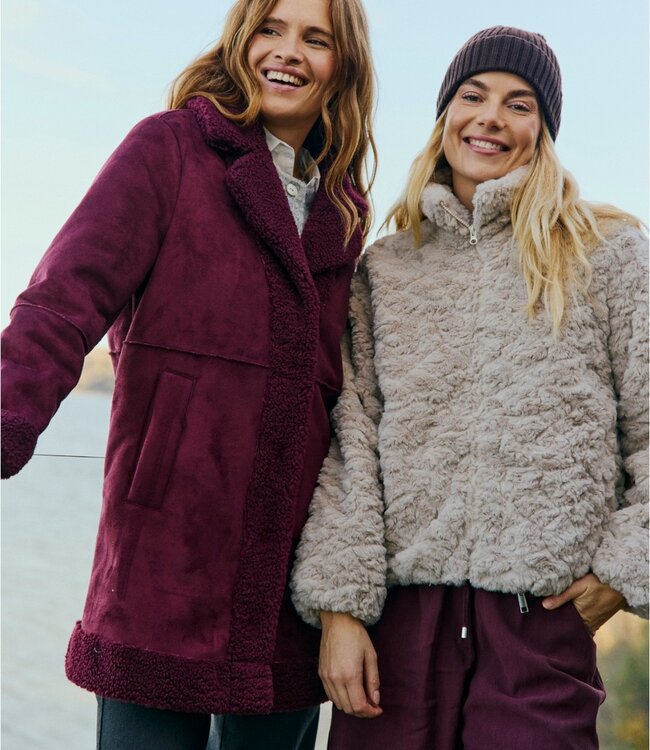 faux-fur jacket (jas) dames "Foby" beige