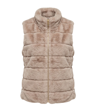BLAUW dames bodywarmer bontje (teddy) taupe