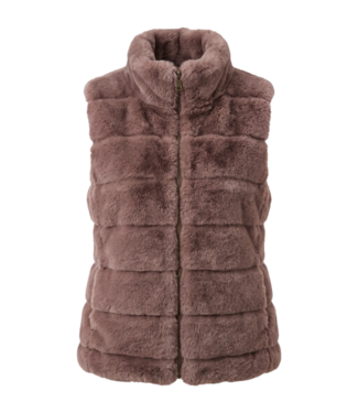 BLAUW dames bodywarmer bontje (teddy) bruin