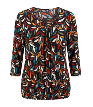 BLAUW dames blouson shirt 3/4 mouw autumn- leaves multicolor
