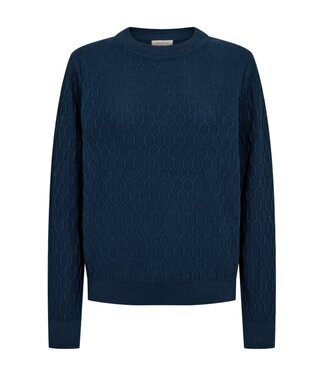FreeQuent dames pullover honingraat- structuur "Dodo" blauw FreeQuent