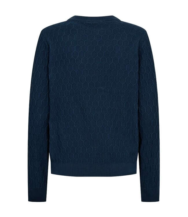 dames pullover honingraat- structuur "Dodo" blauw FreeQuent