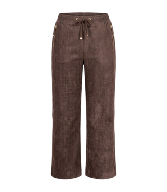 BLAUW flared velours broek dames korte lengtemaat bruin