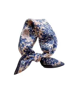BLAUW korte vierkante dames sjaal delft paisley blauw 70x70cm