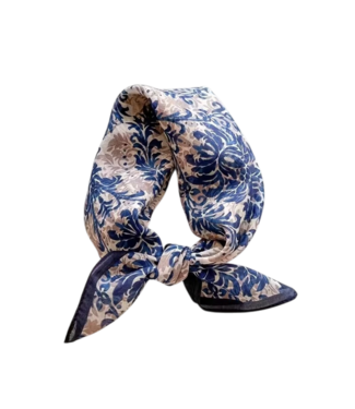 BLAUW korte vierkante dames sjaal delfts blauwe paisleyprint blauw 70x70cm