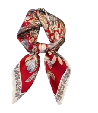 BLAUW korte vierkante dames sjaal paisley bloemenprint rood- beige 70x70cm