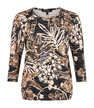 Sunday dames blouson shirt botanische print bruin Sunday