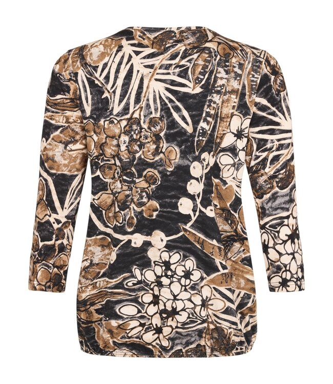 dames blouson shirt botanische print bruin