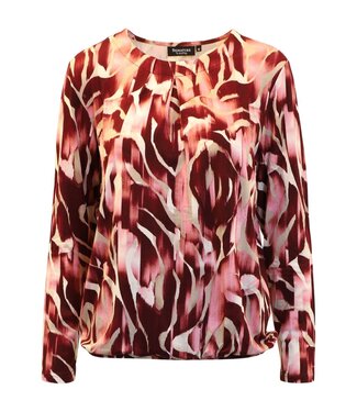 Signature dames blouson shirt met fantasyprint bordeaux- roze L/M Signature