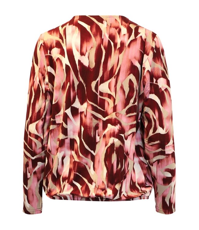 dames blouson shirt met fantasyprint bordeaux- roze L/M Signature